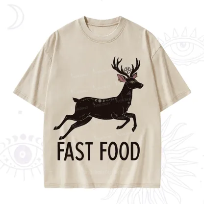 Purplehecate Fast Food Deer Washed T-Shirt