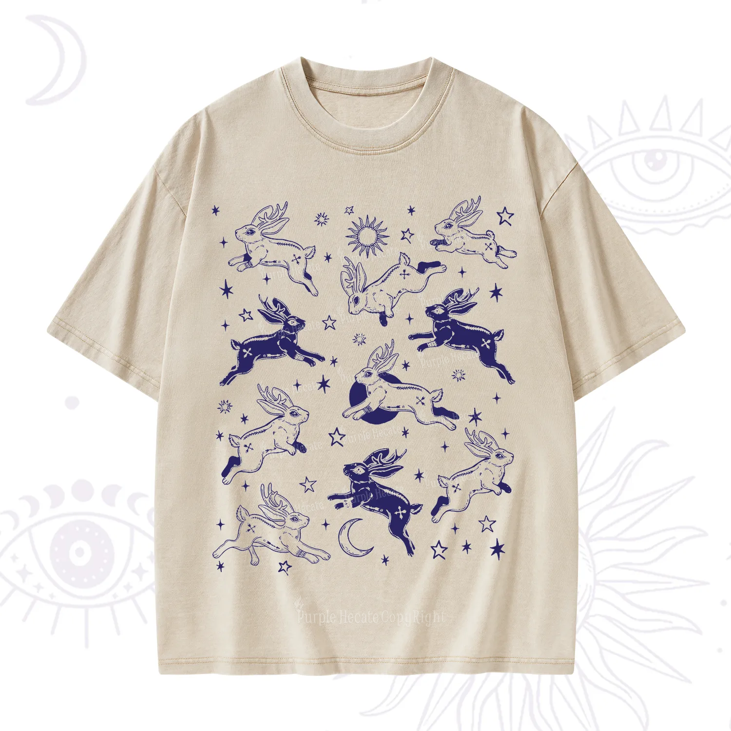 Purplehecate Bunnies in Space Washed T-Shirt
