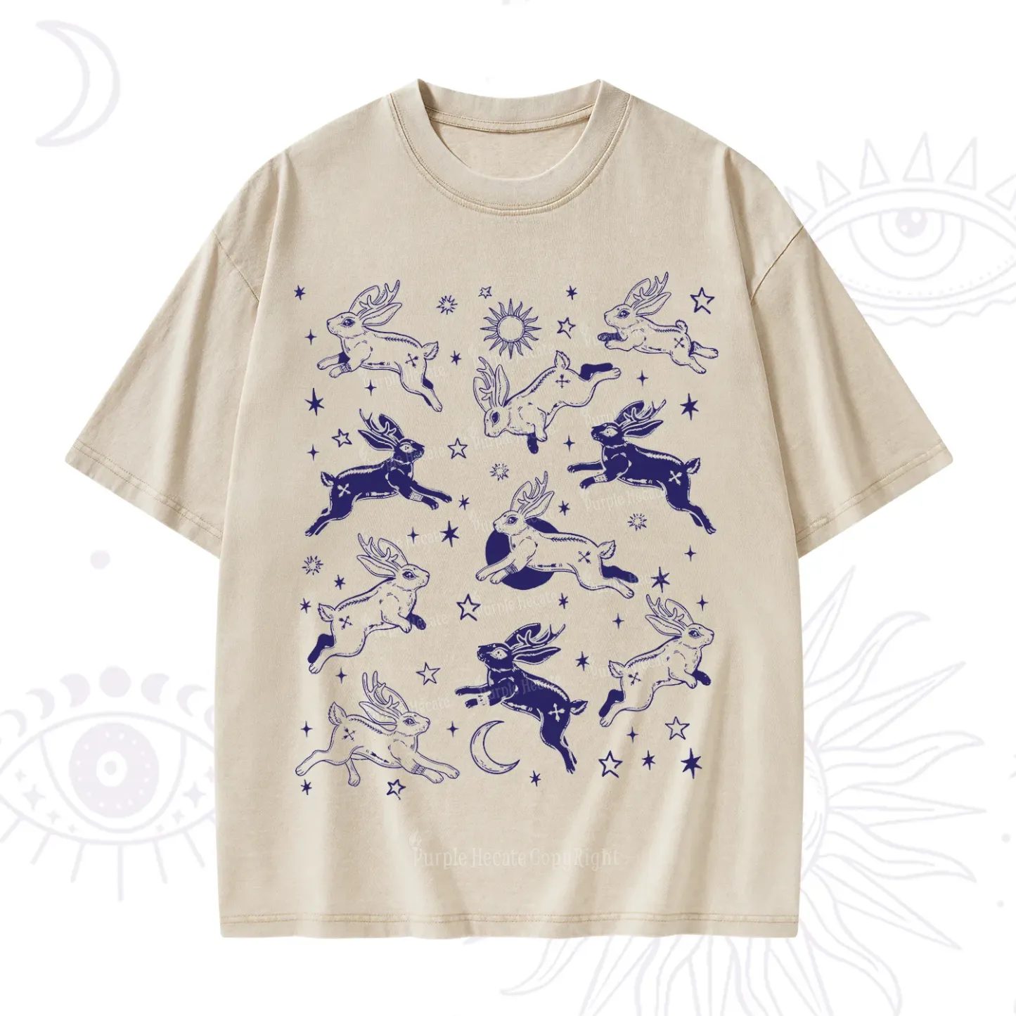 Purplehecate Bunnies in Space Washed T-Shirt