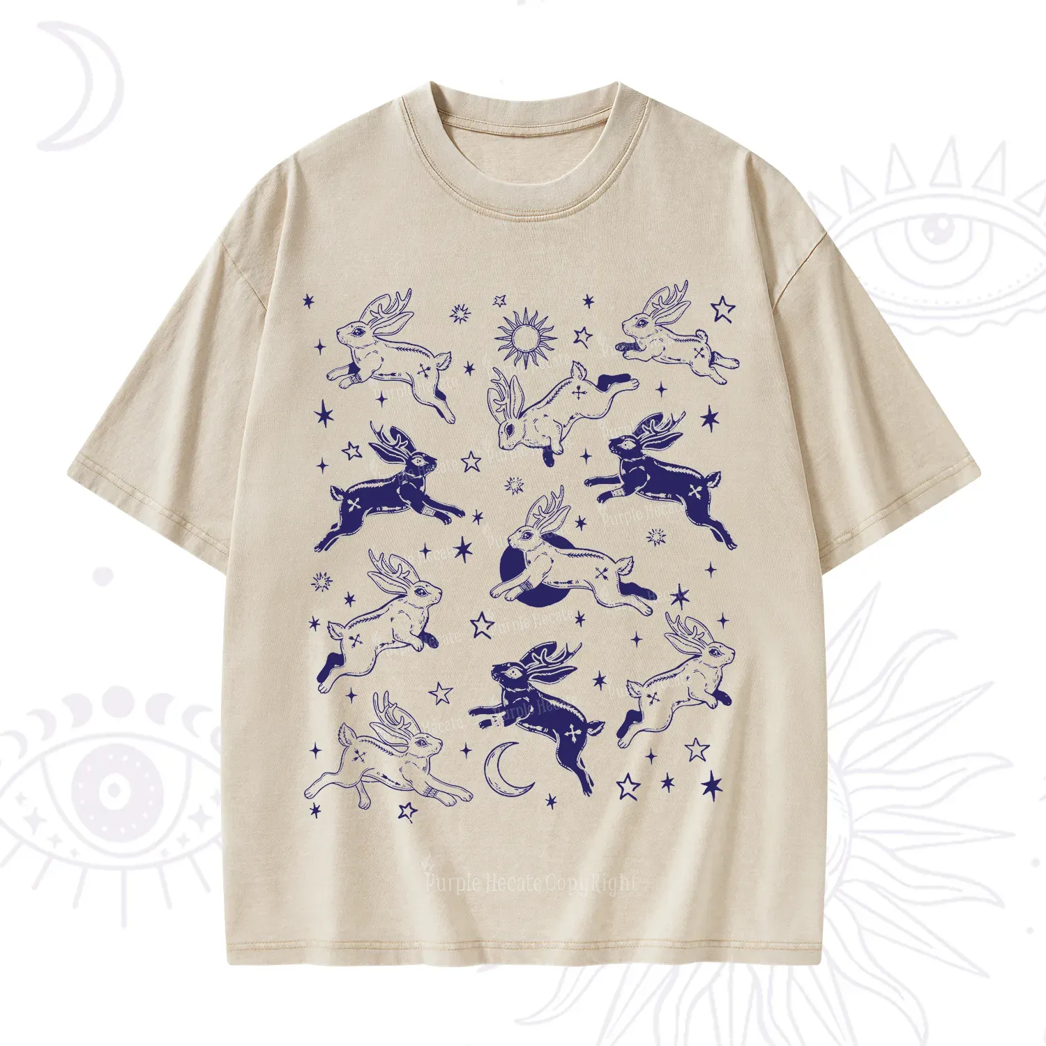 Purplehecate Bunnies in Space Washed T-Shirt