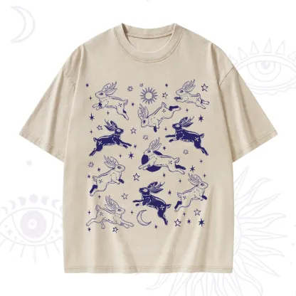 Purplehecate Bunnies in Space Washed T-Shirt