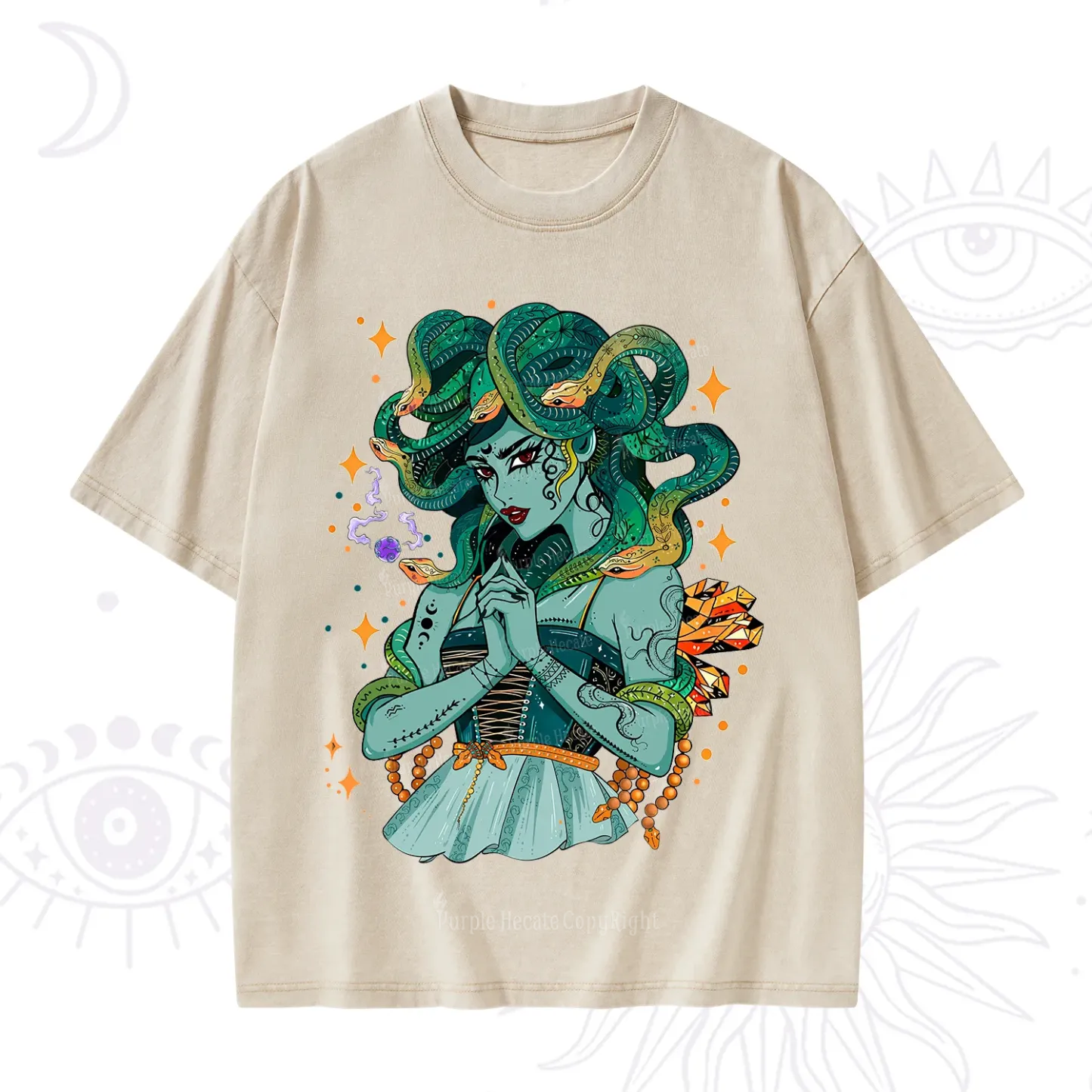 Purplehecate The Gorgon Medusa Washed T-Shirt