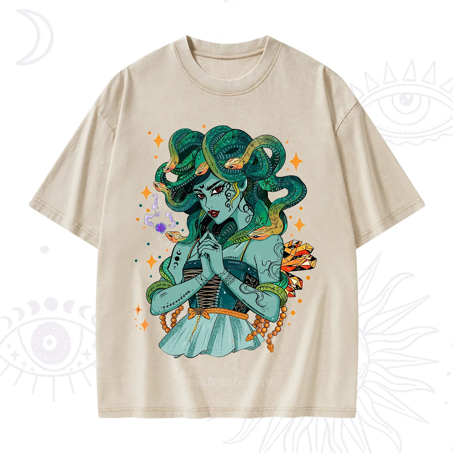 Purplehecate The Gorgon Medusa Washed T-Shirt