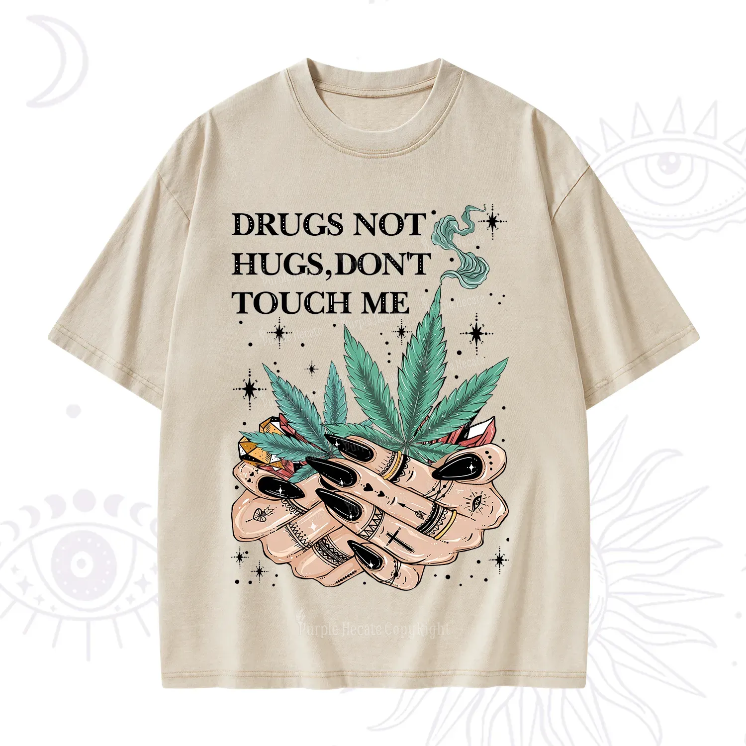 Purplehecate Drugs Not Hugs Washed T-Shirt