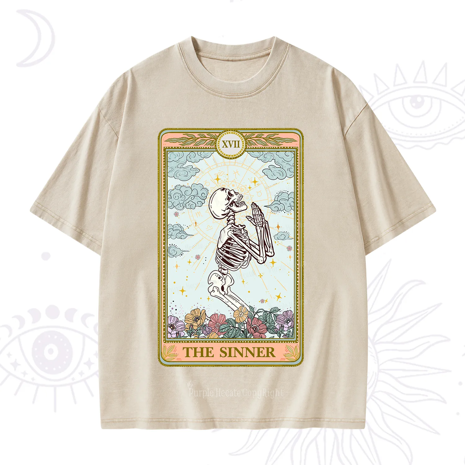 Purplehecate The Sinner Tarot Card Washed T-Shirt