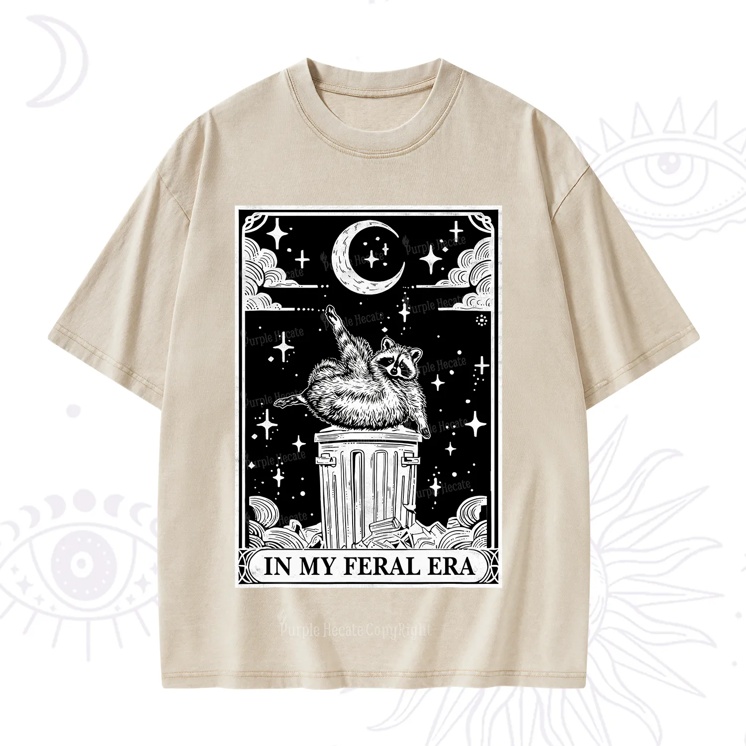 Purplehecate In My Feral Era Raccoon Tarot Washed T-Shirt