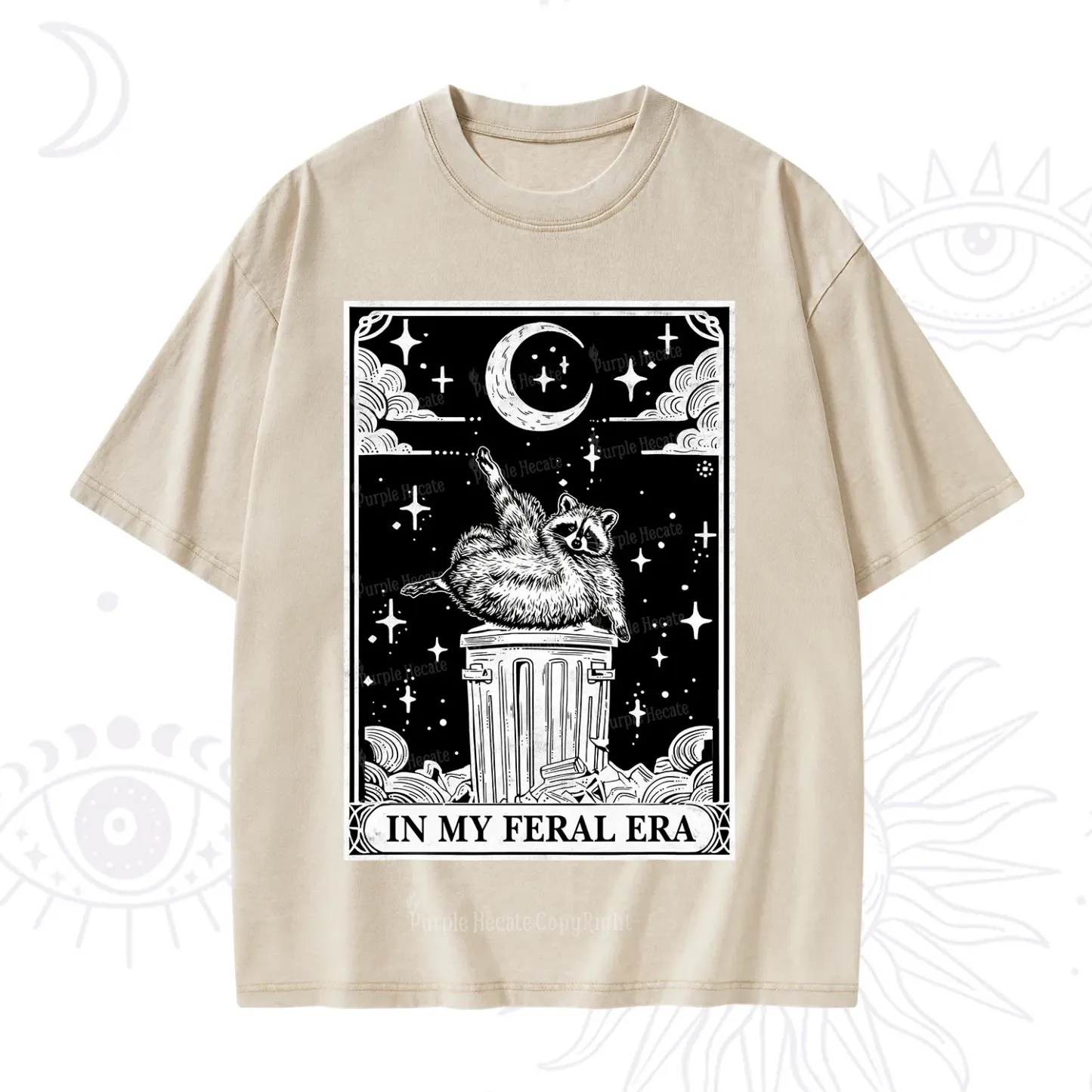 Purplehecate In My Feral Era Raccoon Tarot Washed T-Shirt