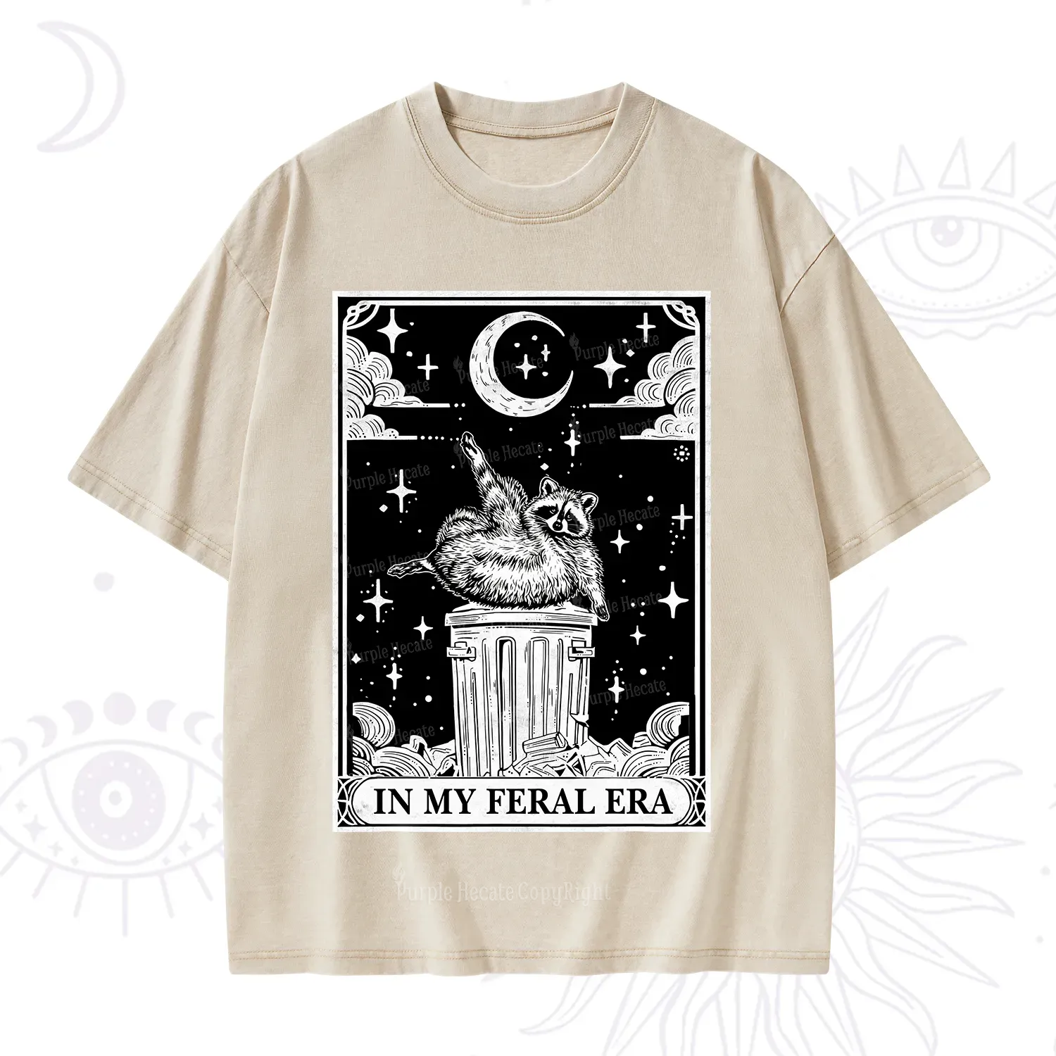 Purplehecate In My Feral Era Raccoon Tarot Washed T-Shirt