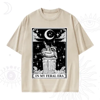 Purplehecate In My Feral Era Raccoon Tarot Washed T-Shirt