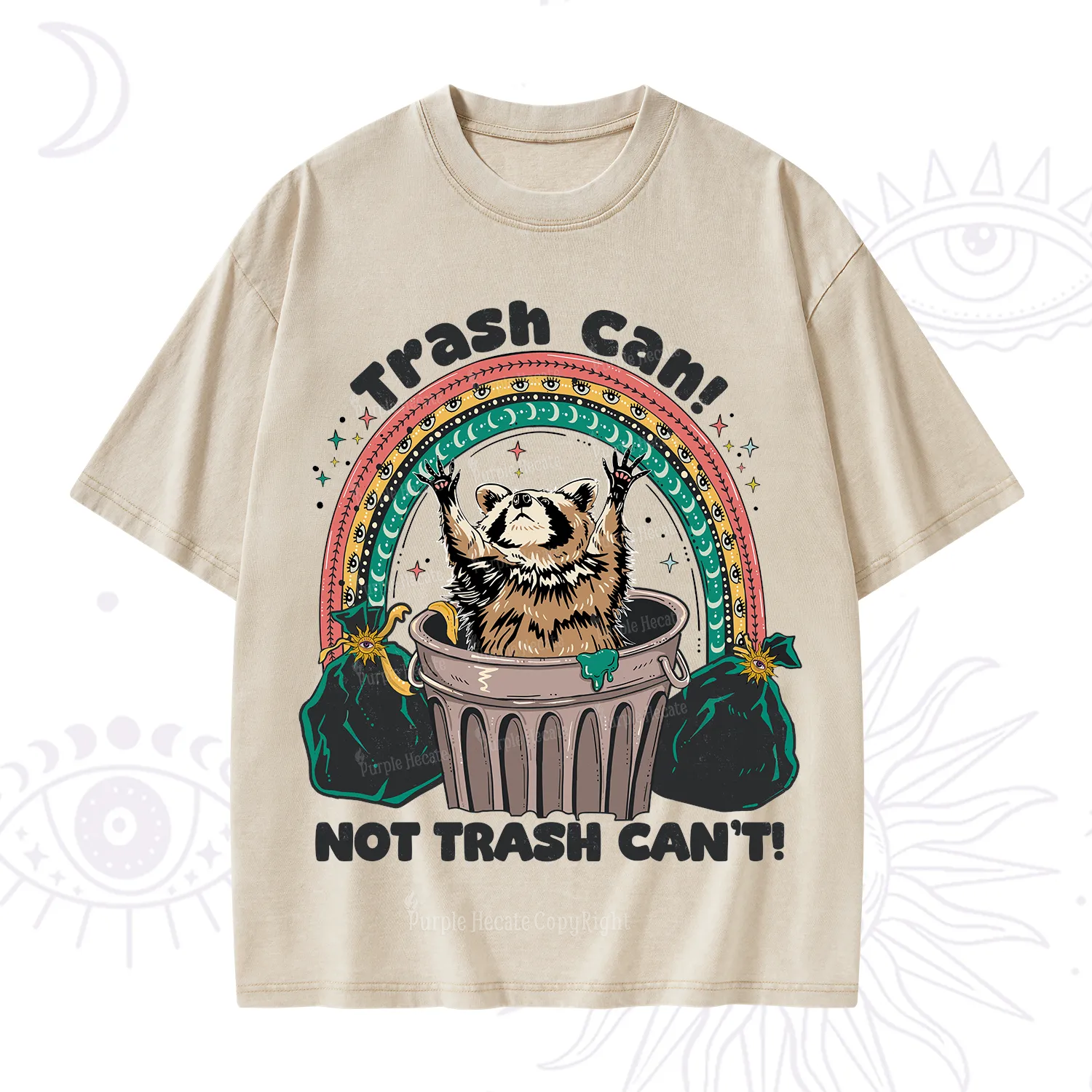 Purplehecate Trash Can Not Trash Can't Raccoon Washed T-Shirt