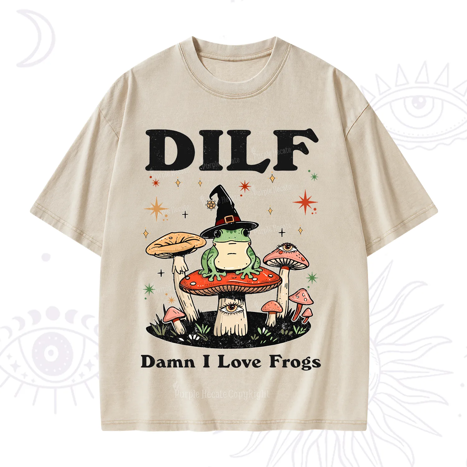 Purplehecate Dilf Damn I Love Frogs Washed T-Shirt