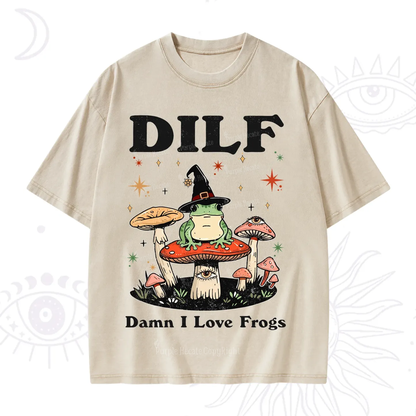 Purplehecate Dilf Damn I Love Frogs Washed T-Shirt