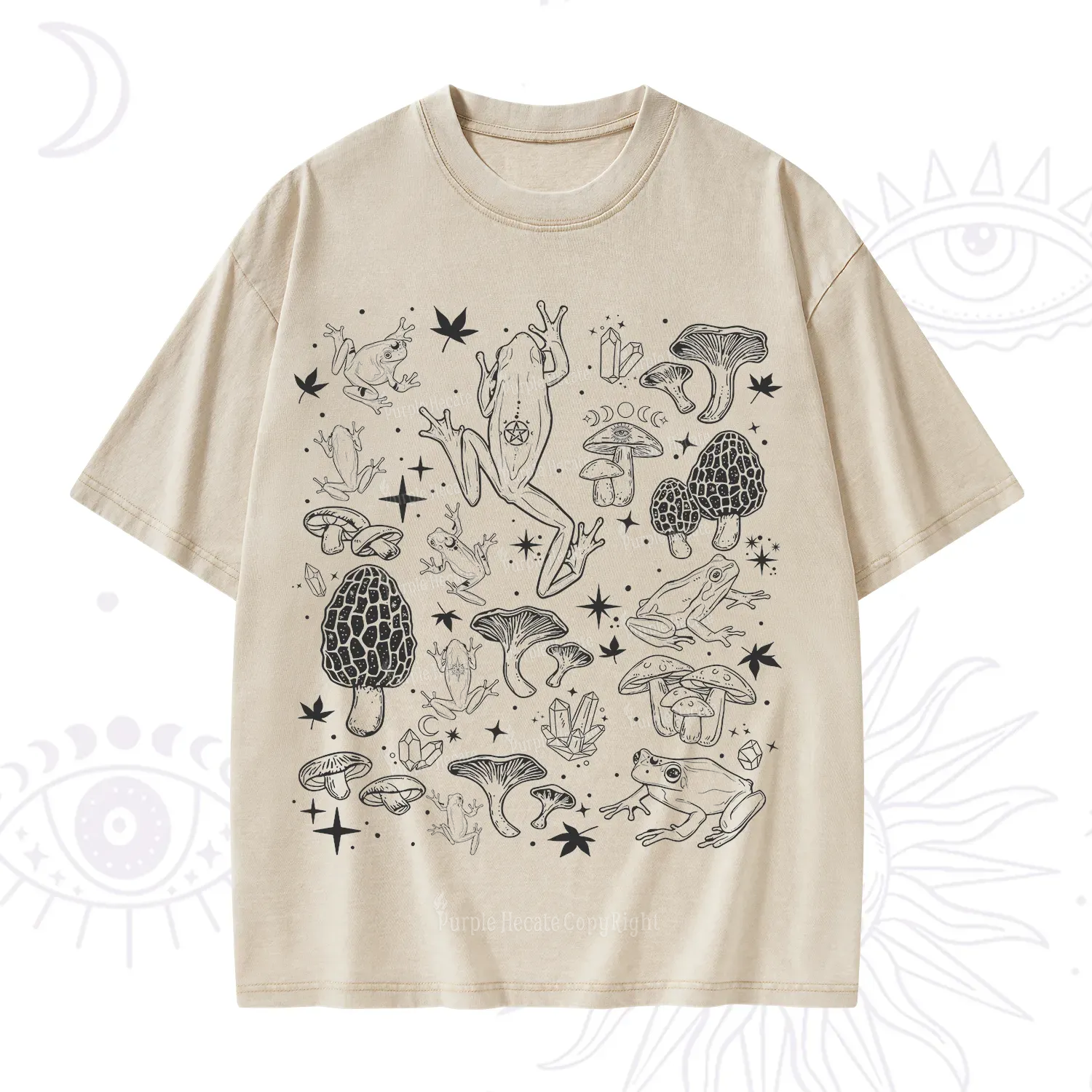 Purplehecate Frog and Mushroom Washed T-Shirt