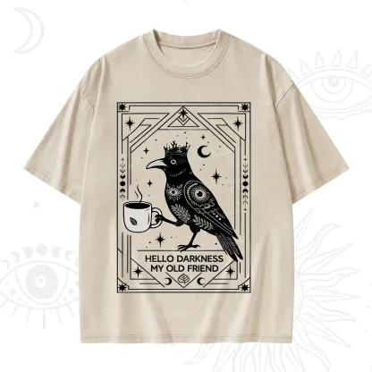 Purplehecate Hello Darkness My Old Friend Crow Washed T-Shirt