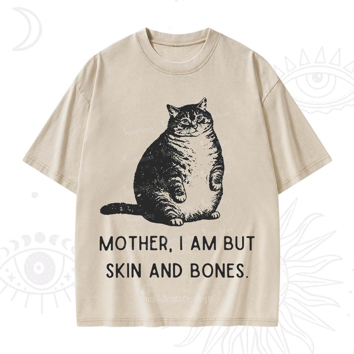 Purplehecate Cat Mother I Am But Skin And Bones Washed T-Shirt