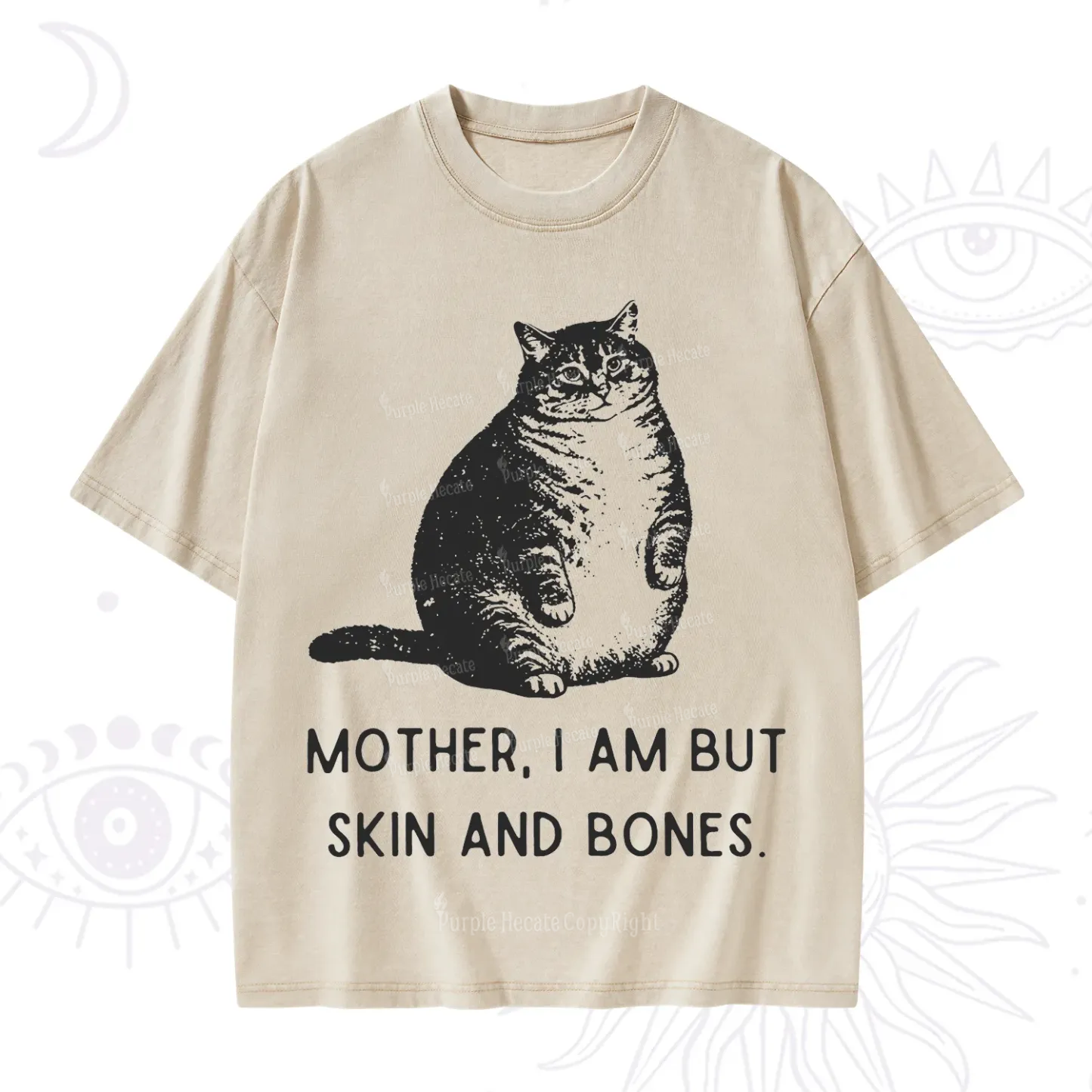 Purplehecate Cat Mother I Am But Skin And Bones Washed T-Shirt