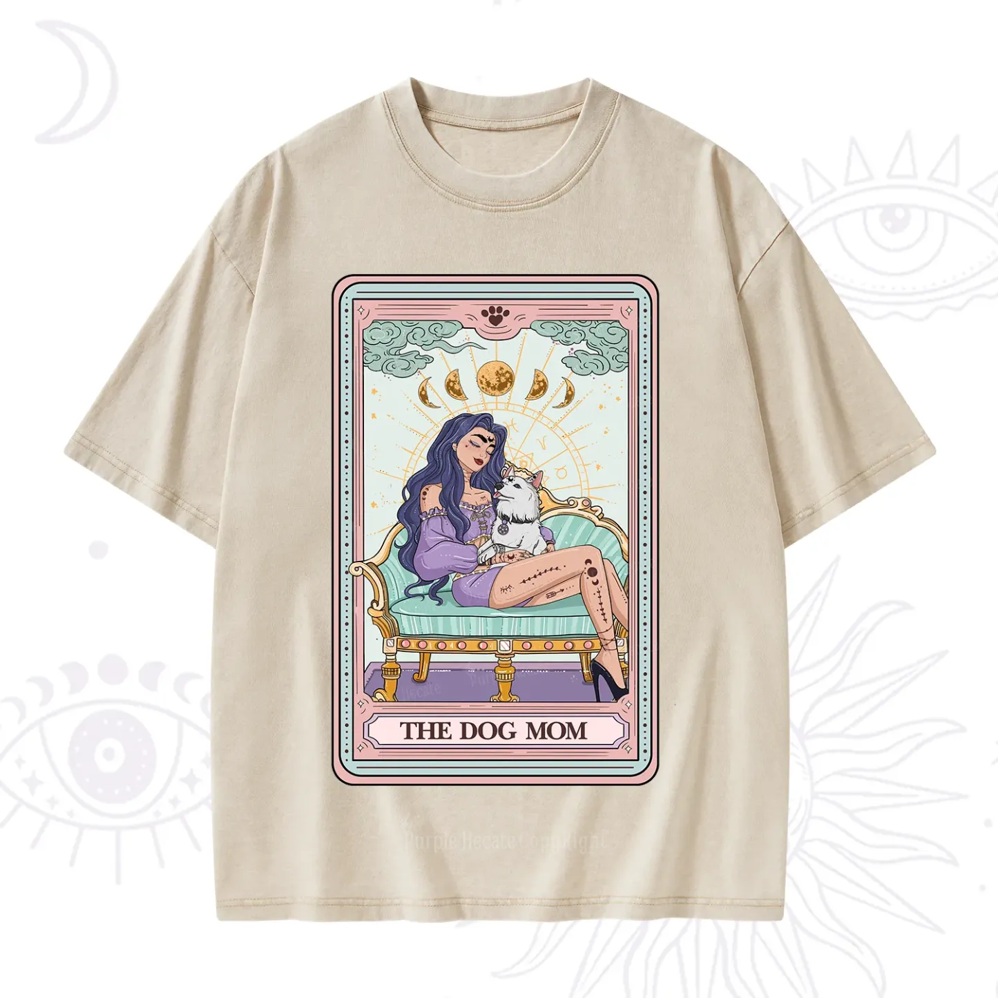 Purplehecate The Dog Mom Tarot Card Washed T-Shirt