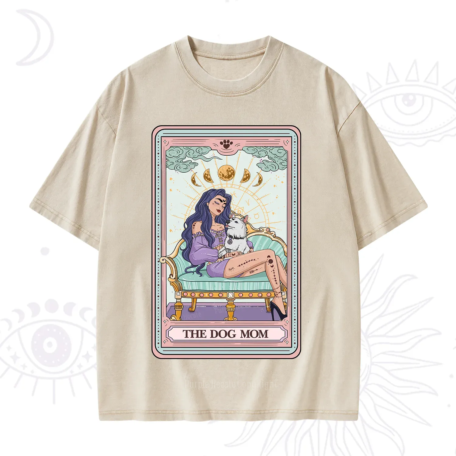 Purplehecate The Dog Mom Tarot Card Washed T-Shirt
