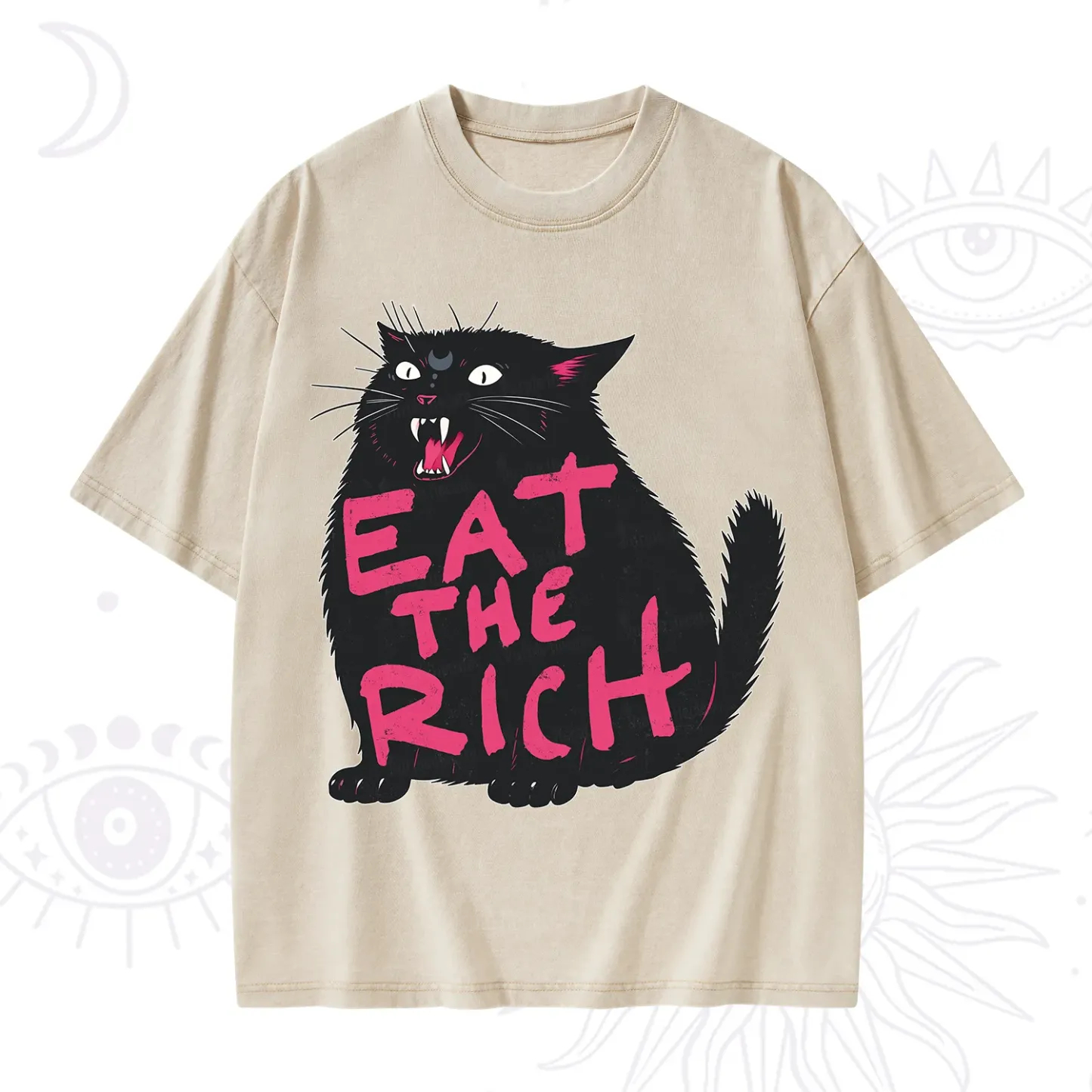 Purplehecate Eat The Rich Cat Washed T-Shirt