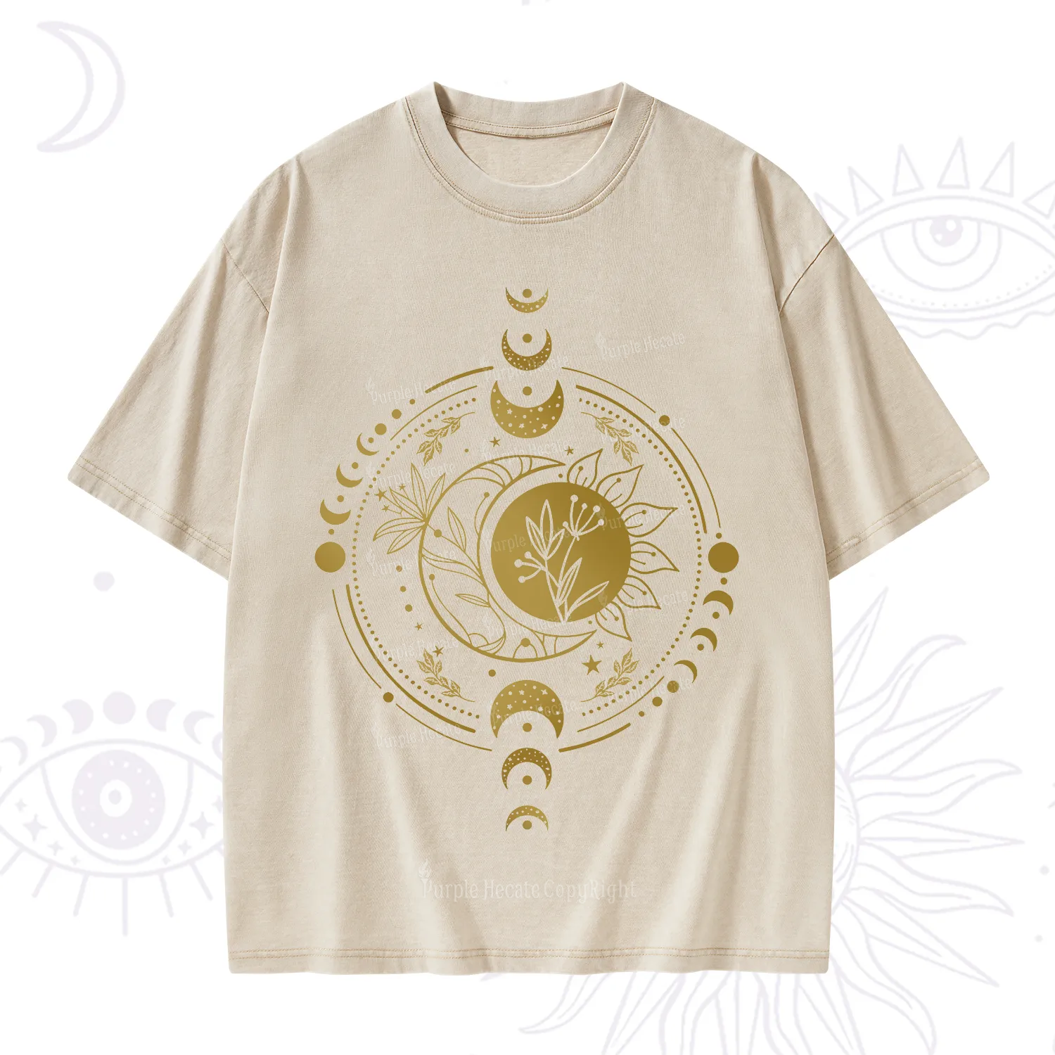 Purplehecate Mystic Moon And Sun Washed T-Shirt