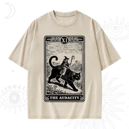 Purplehecate The Audacity Wizard Cat Tarot Washed T-Shirt