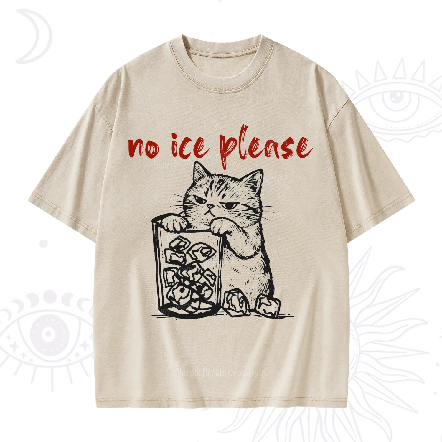 Purplehecate No Ice Please Cat Washed T-Shirt