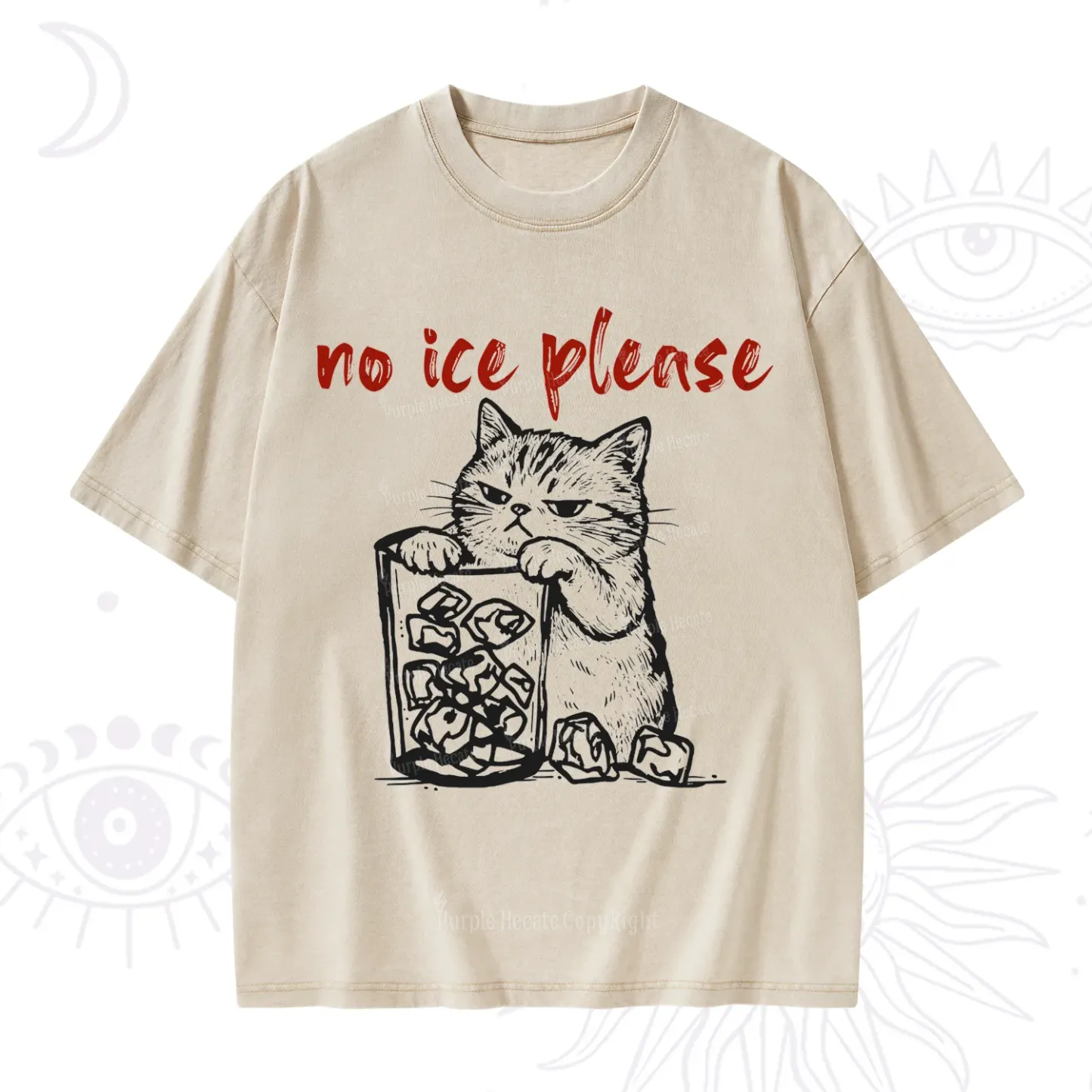 Purplehecate No Ice Please Cat Washed T-Shirt