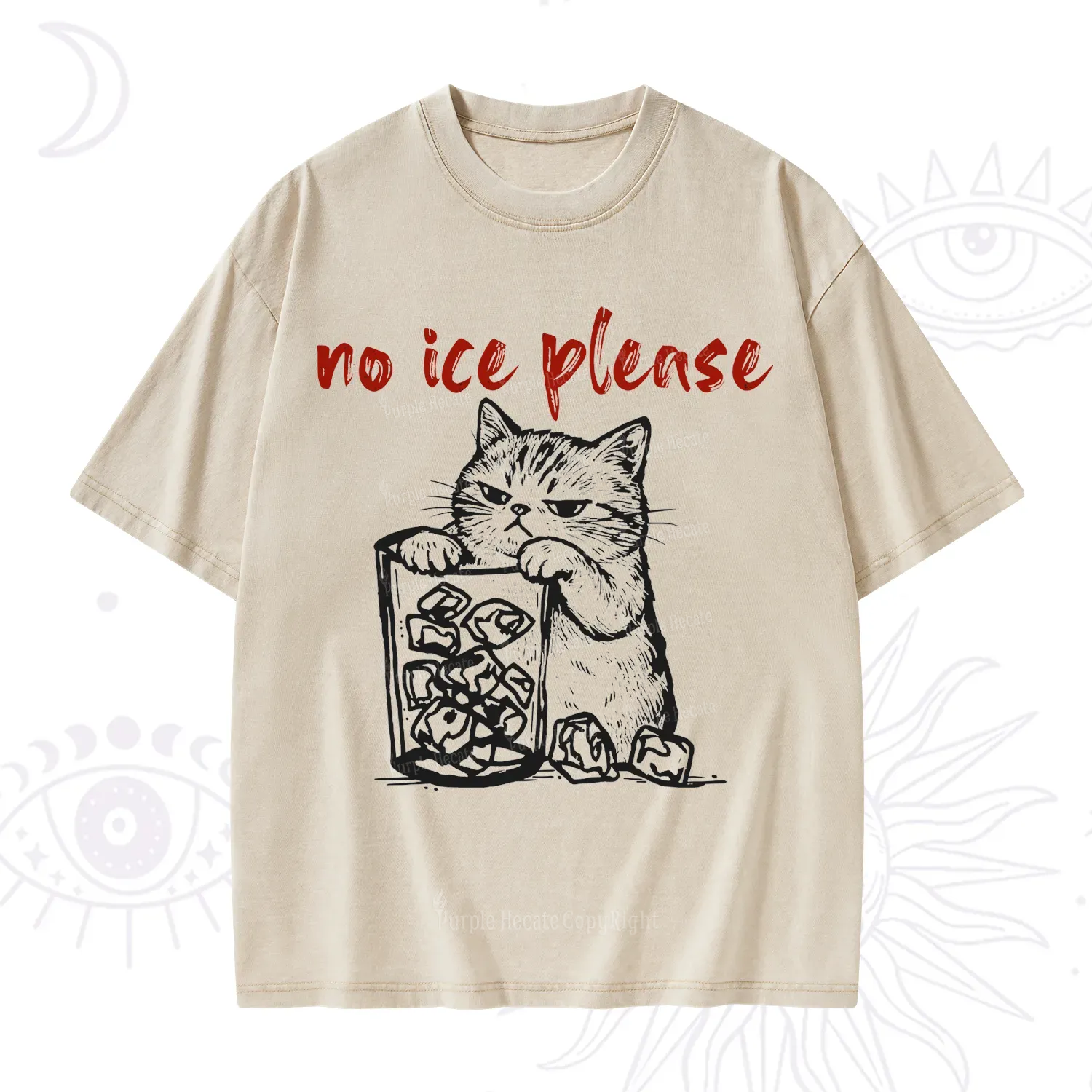 Purplehecate No Ice Please Cat Washed T-Shirt