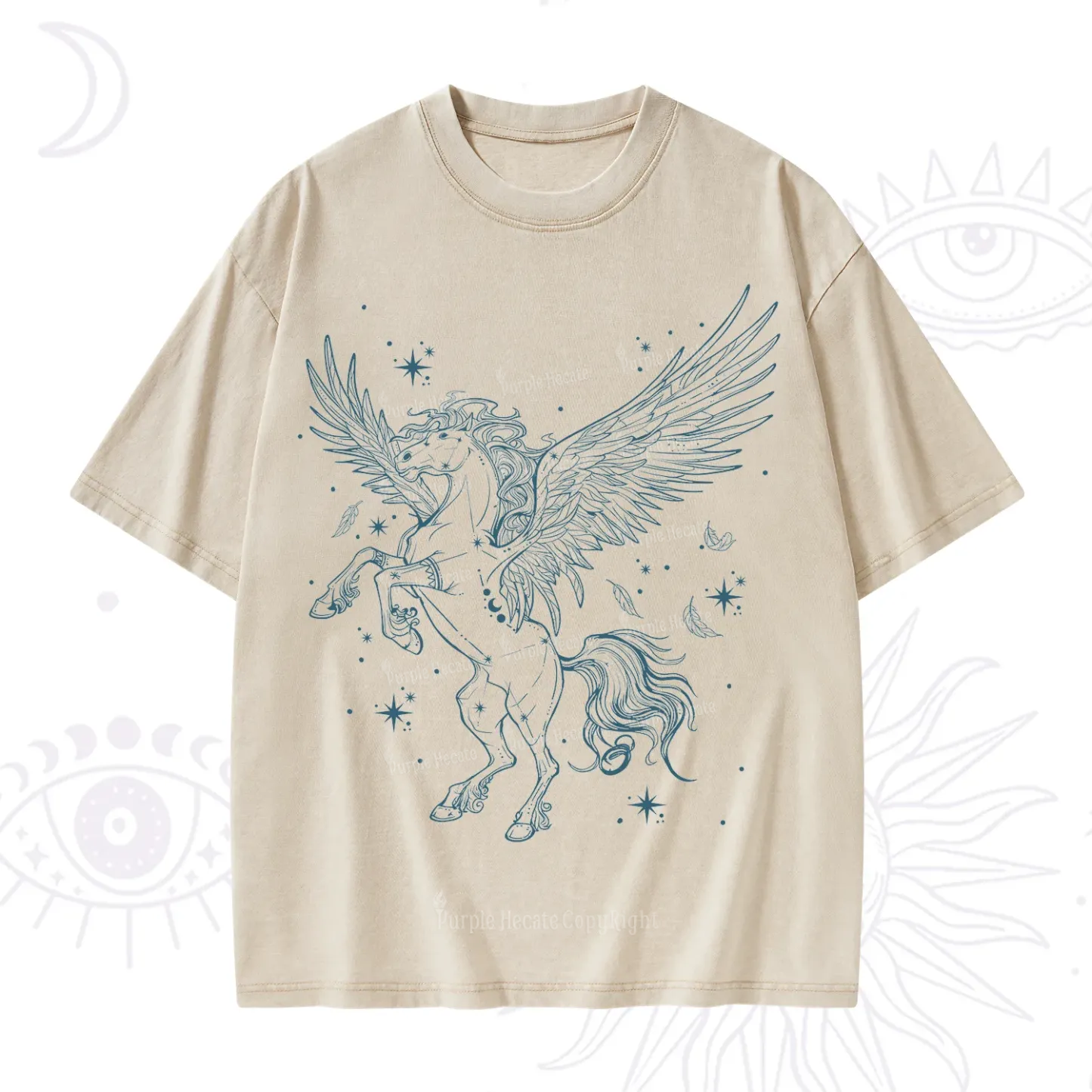 Purplehecate Celestial Pegasus Washed T-Shirt