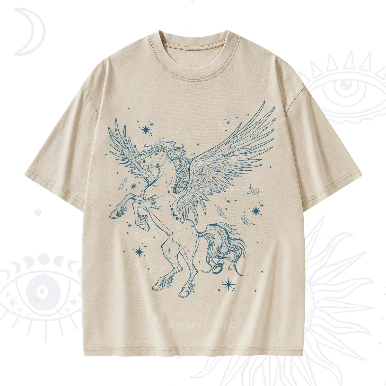 Purplehecate Celestial Pegasus Washed T-Shirt