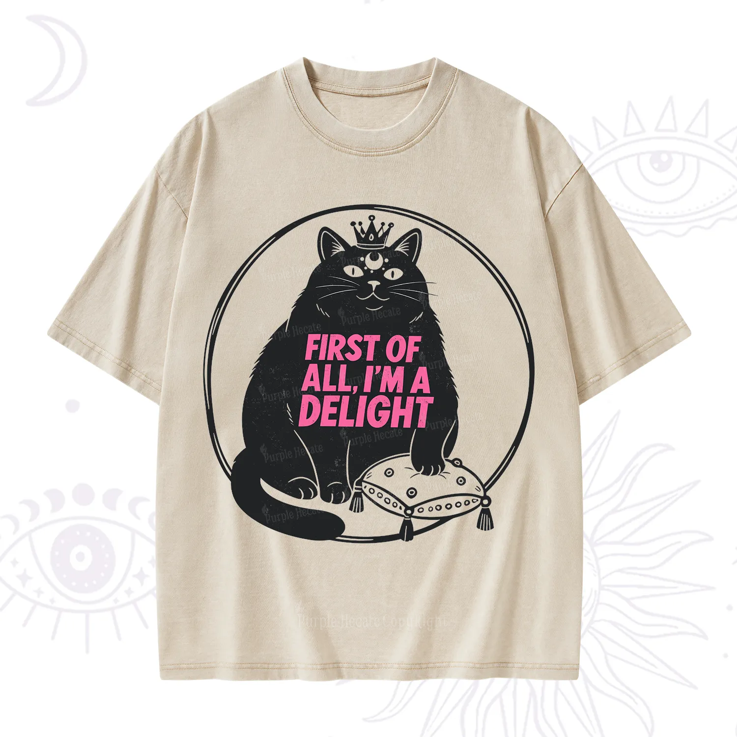 Purplehecate Black Cat First Of All I'm A Delight Washed T-Shirt