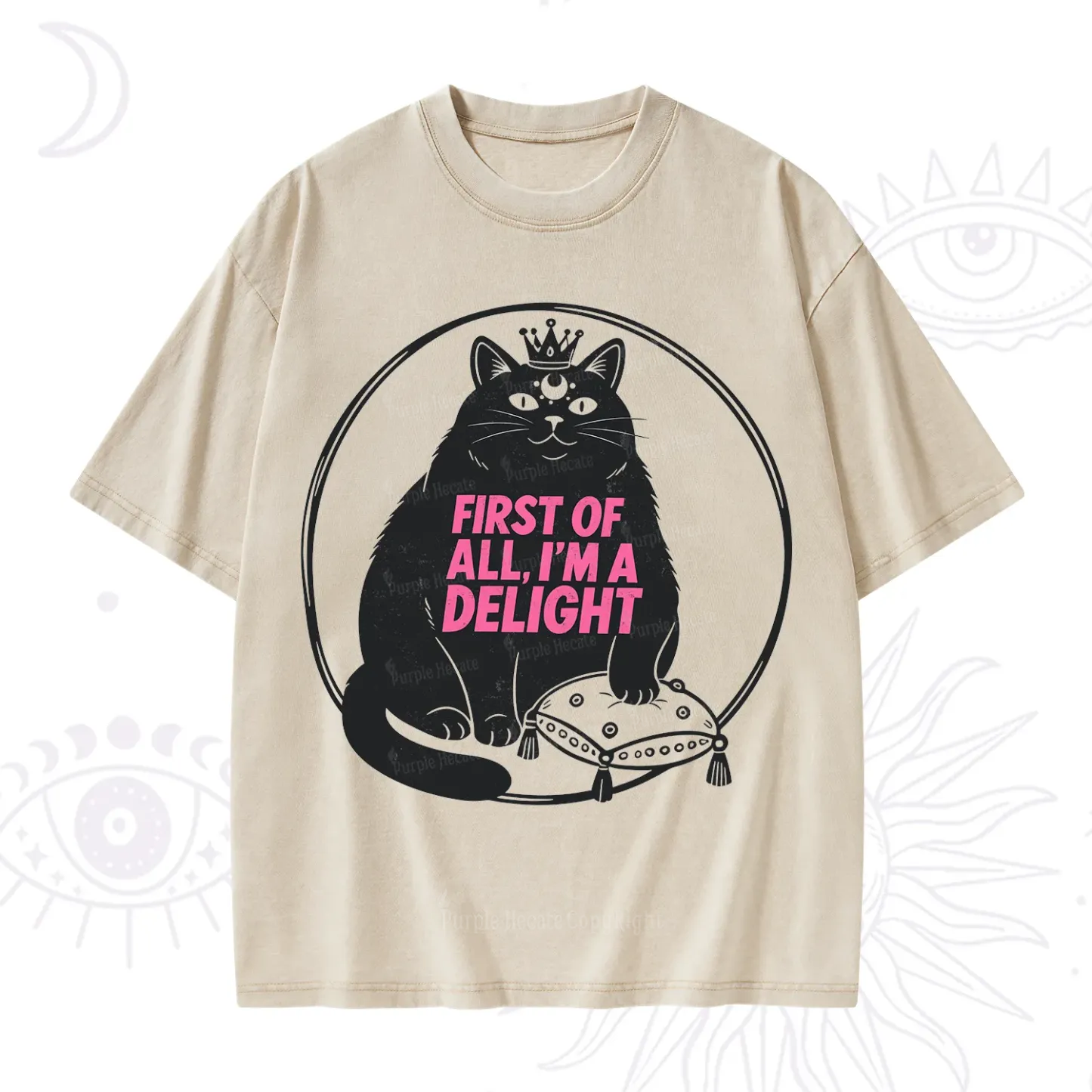 Purplehecate Black Cat First Of All I'm A Delight Washed T-Shirt
