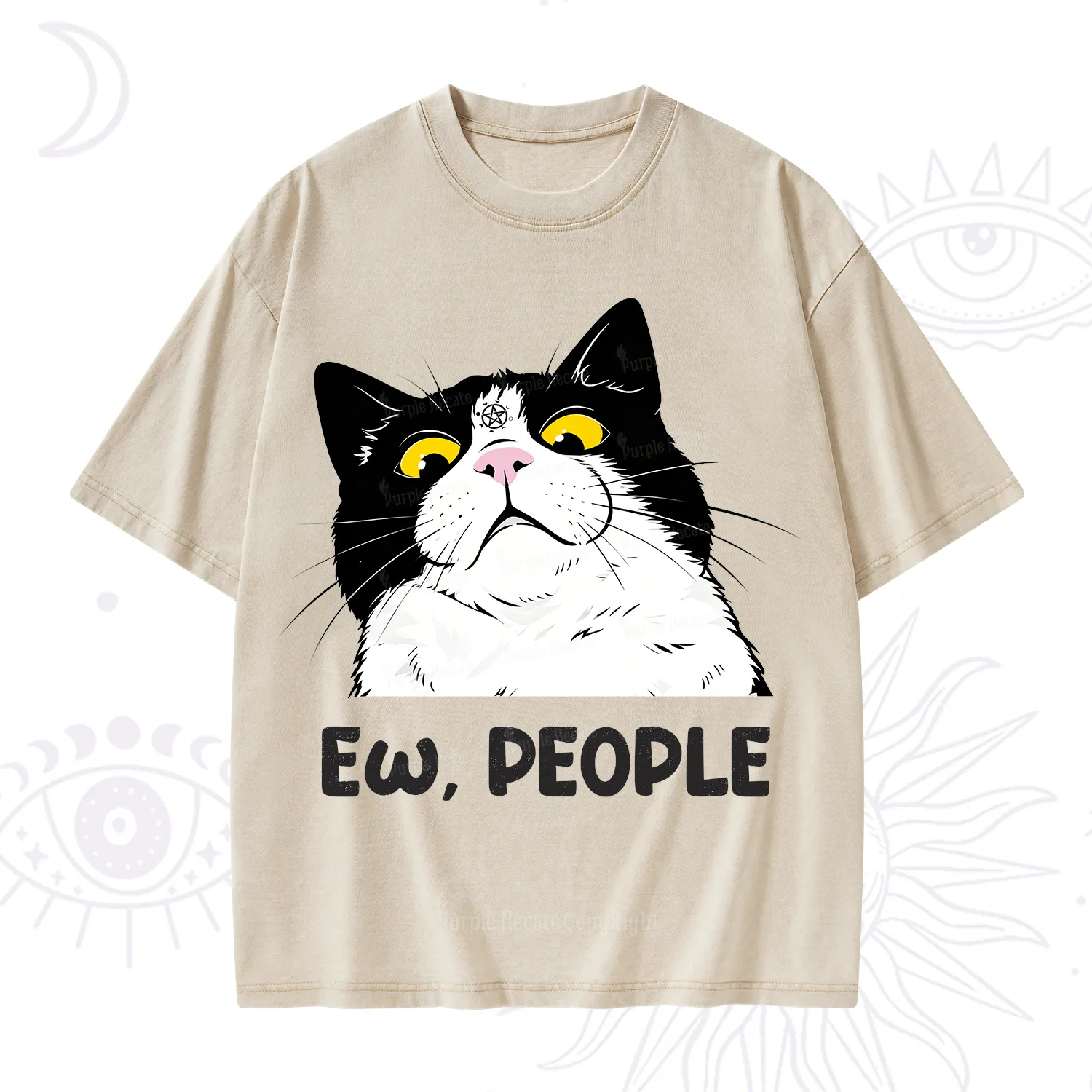 Purplehecate Ew People Cat Washed T-Shirt