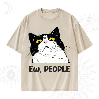 Purplehecate Ew People Cat Washed T-Shirt