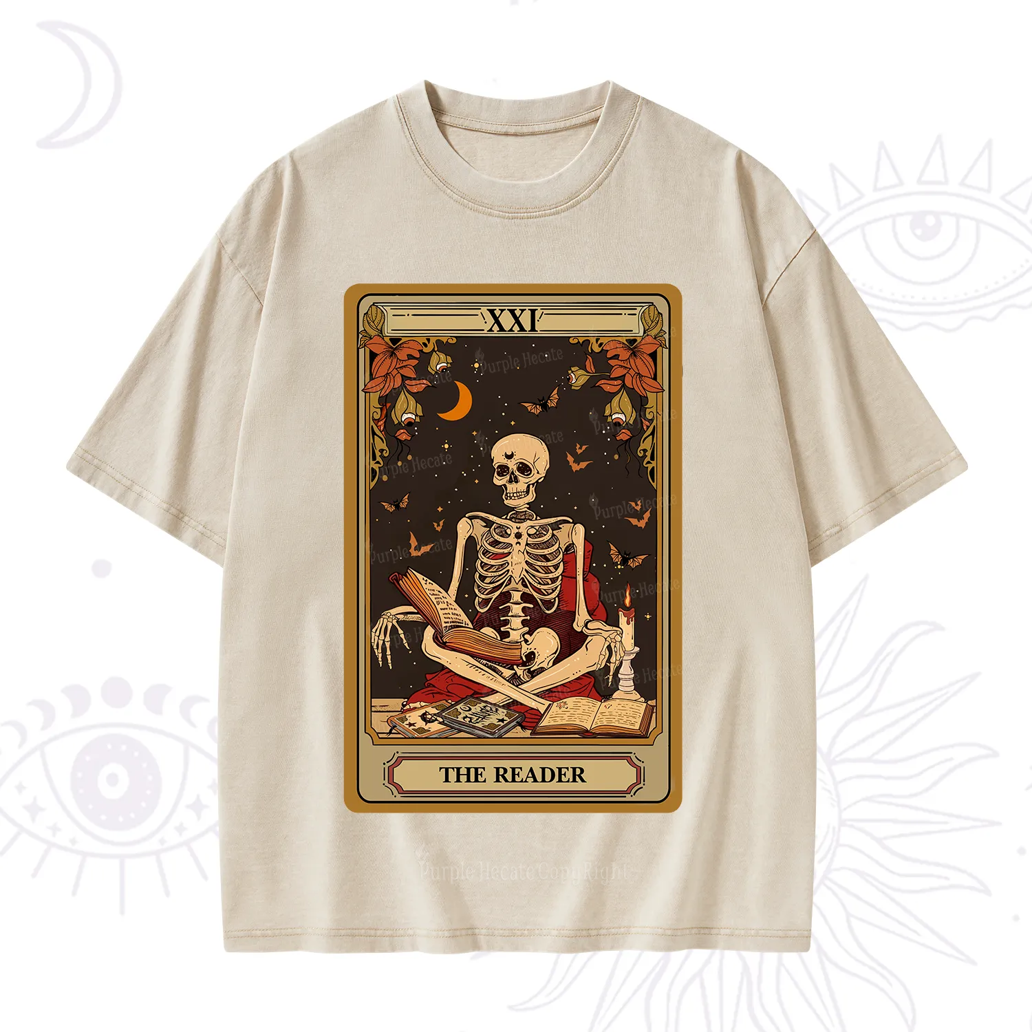 Purplehecate The Reader Tarot Card Washed T-Shirt