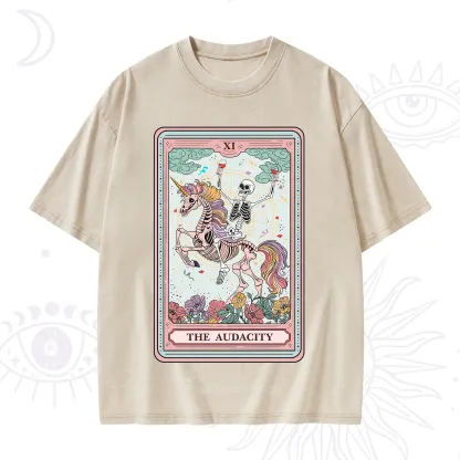 Purplehecate The Funny Skeleton Audacity Tarot Washed T-Shirt