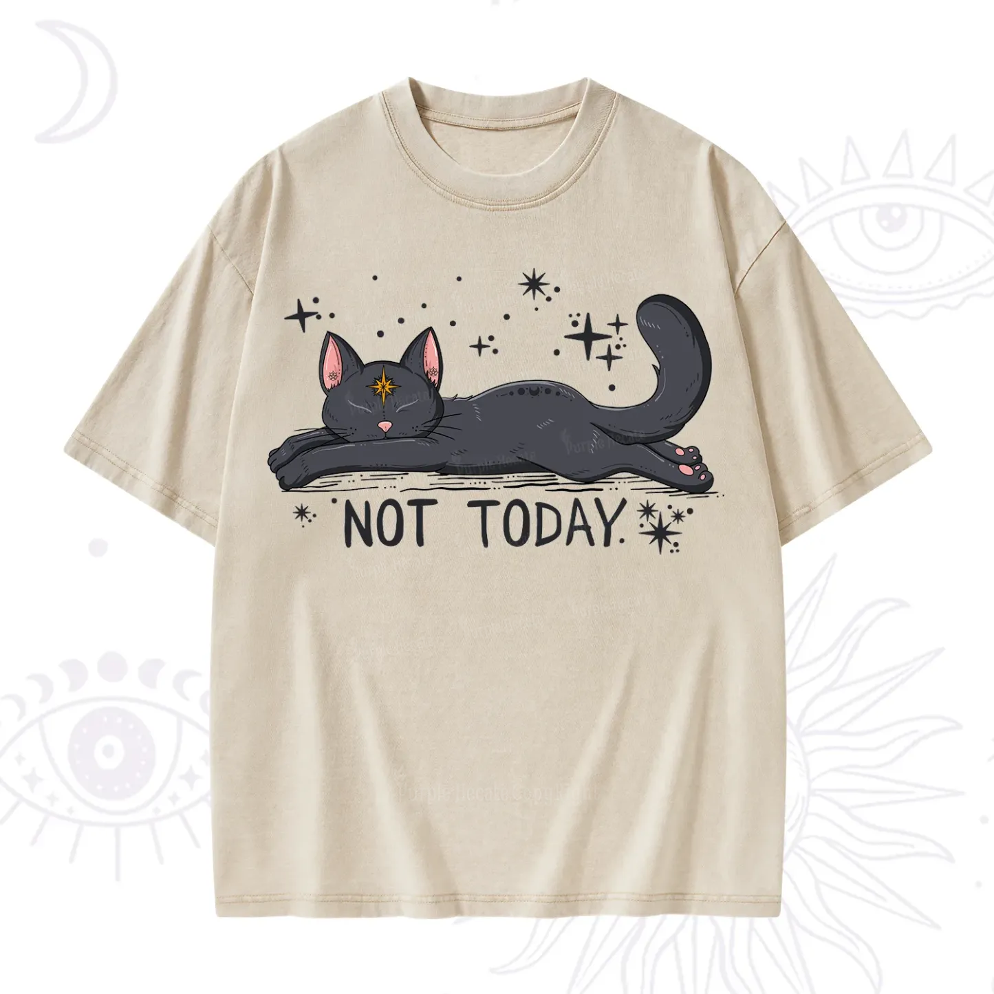 Purplehecate Not Today Cat Washed T-Shirt