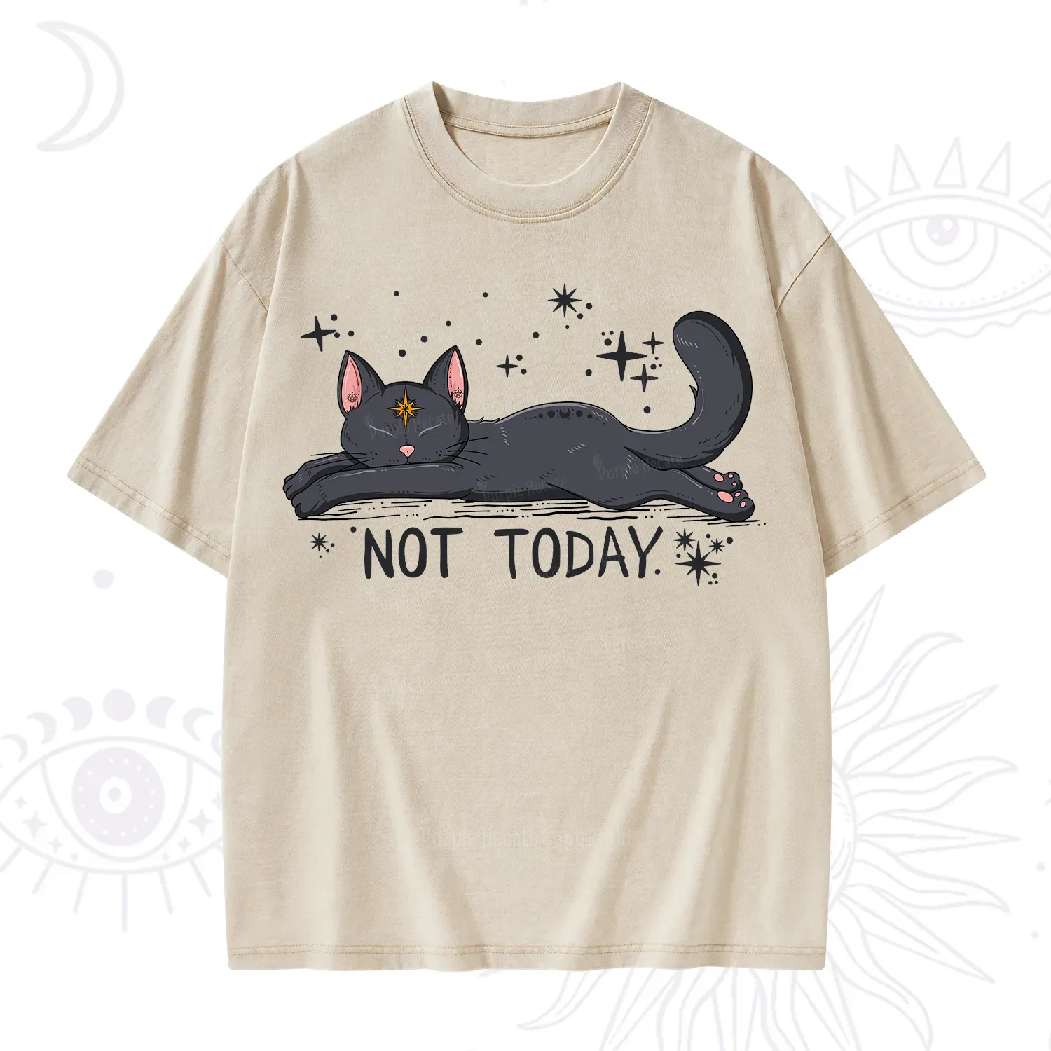 Purplehecate Not Today Cat Washed T-Shirt