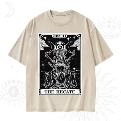 Purplehecate The Dark Moon Goddess Hecate Tarot Washed T-Shirt