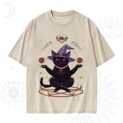 Purplehecate Meowitch Rituals Washed T-Shirt