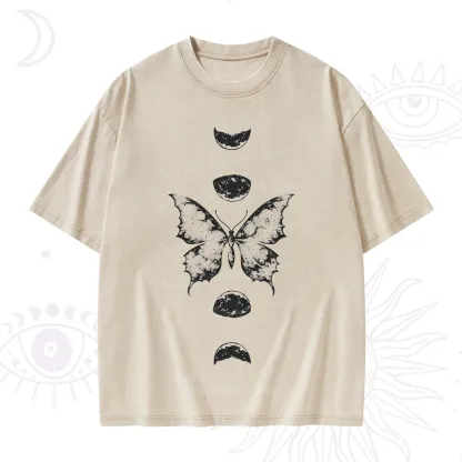 Purplehecate Lunar Butterfly Phases Washed T-Shirt
