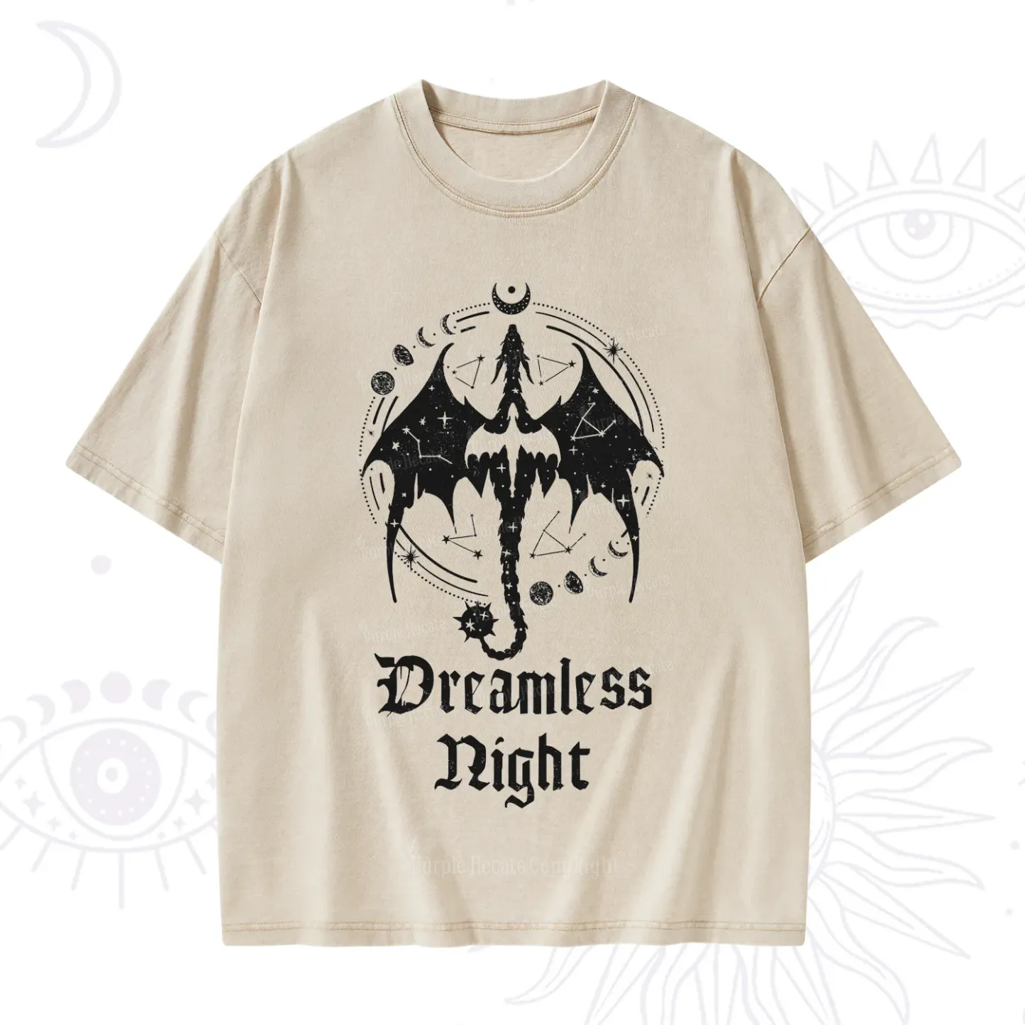 Purplehecate Dreamless Night Dragon Washed T-Shirt