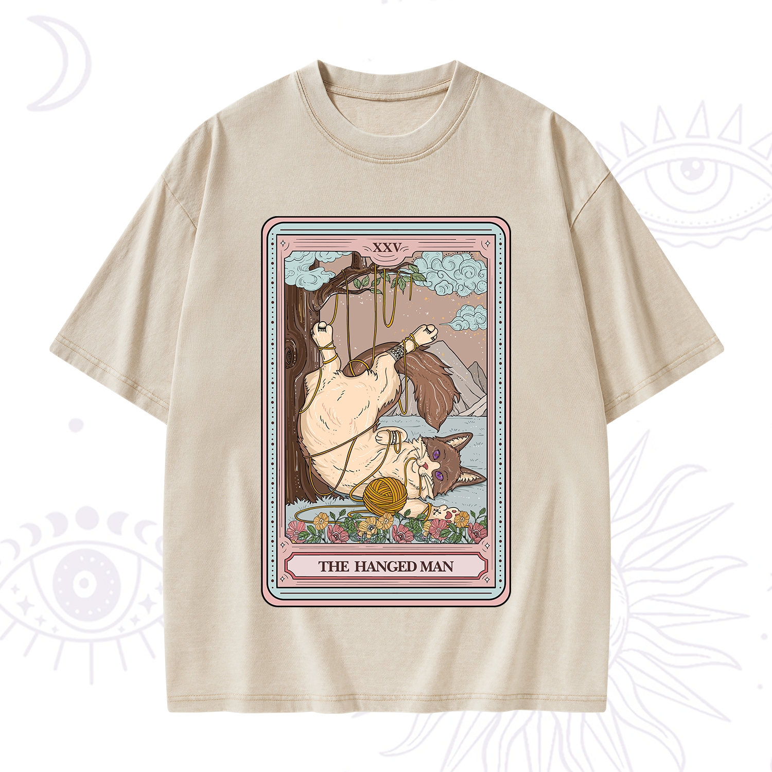 Purplehecate The Hanged Man Tarot Cat Washed T-Shirt