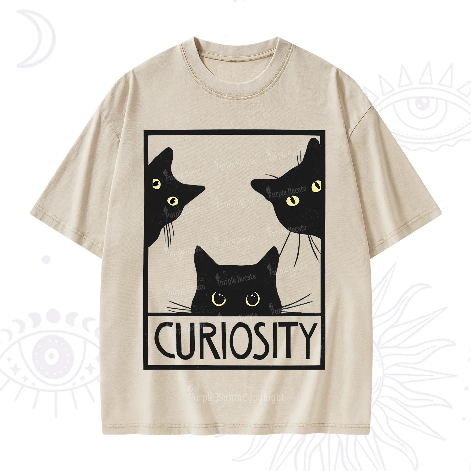 Purplehecate Curiosity Cat Washed T-Shirt