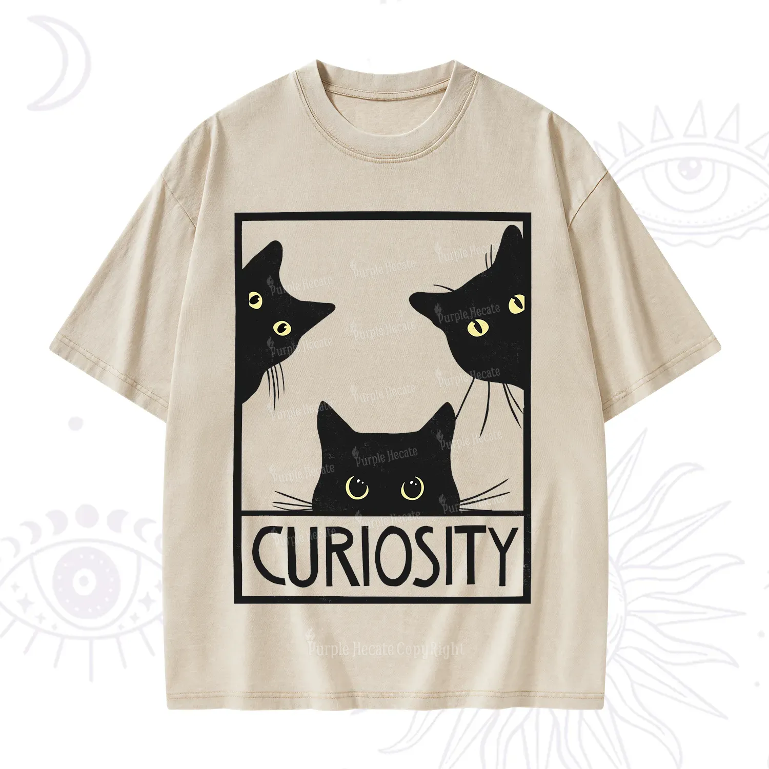 Purplehecate Curiosity Cat Washed T-Shirt