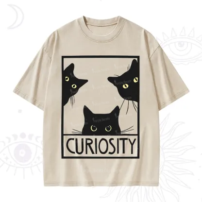 Purplehecate Curiosity Cat Washed T-Shirt