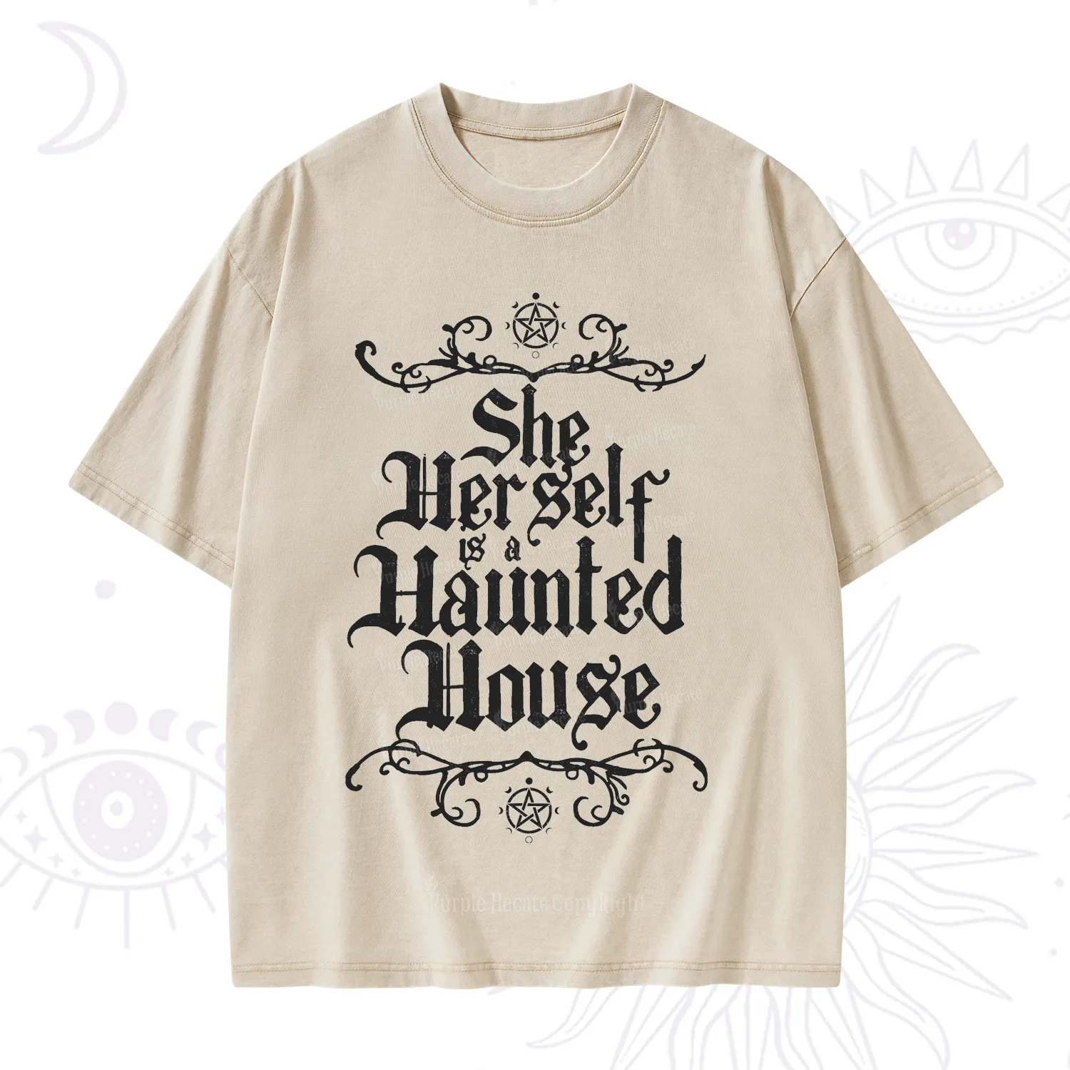 Purplehecate She Herself is a Haunted House Washed T-Shirt