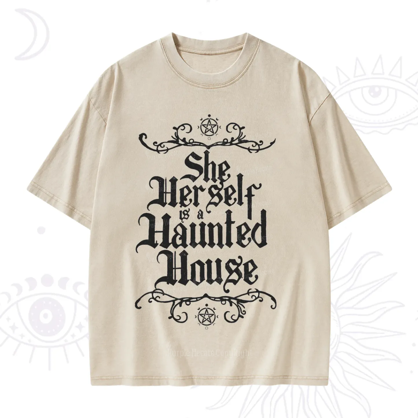 Purplehecate She Herself is a Haunted House Washed T-Shirt