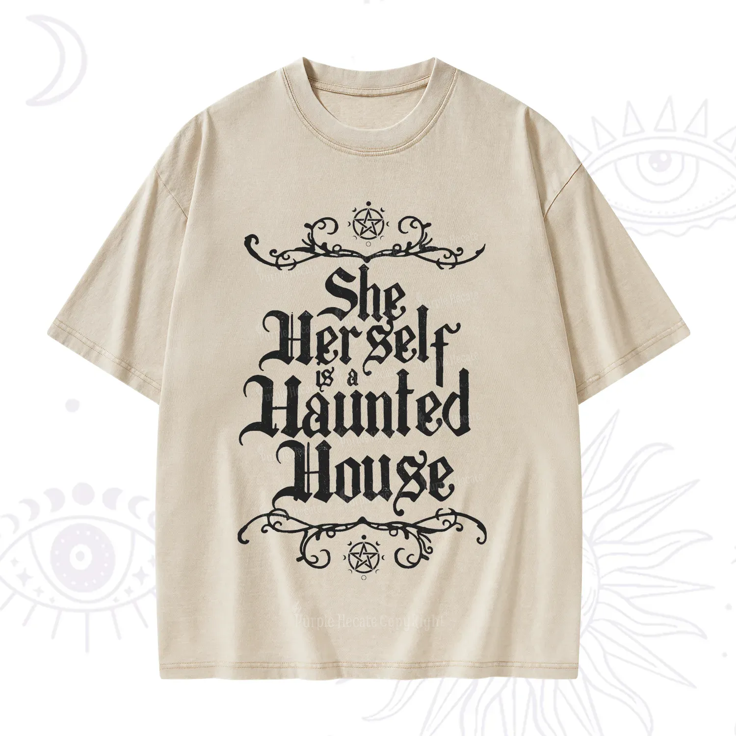 Purplehecate She Herself is a Haunted House Washed T-Shirt