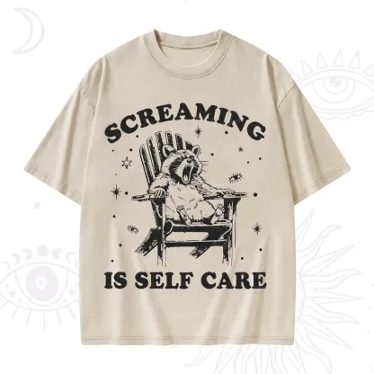 Purplehecate Screaming is Self Care Washed T-Shirt